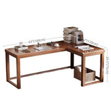 L Shaped Desk - 45″ Nordic Minimalist Style in Walnut with Trestle Wood Base