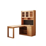 L Shaped Desk 60″ Rustic Style with Storage - Frame Base, Wood Top, Natural Color, Shelves and Drawers