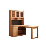 L Shaped Desk 60″ Rustic Style with Storage - Frame Base, Wood Top, Natural Color, Shelves and Drawers