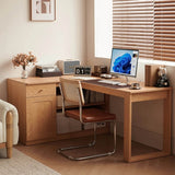 L Shaped Desk 60″ Rustic Style with Storage - Frame Base, Wood Top, Natural Color, Shelves and Drawers