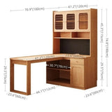 L Shaped Desk 60″ Rustic Style with Storage - Frame Base, Wood Top, Natural Color, Shelves and Drawers