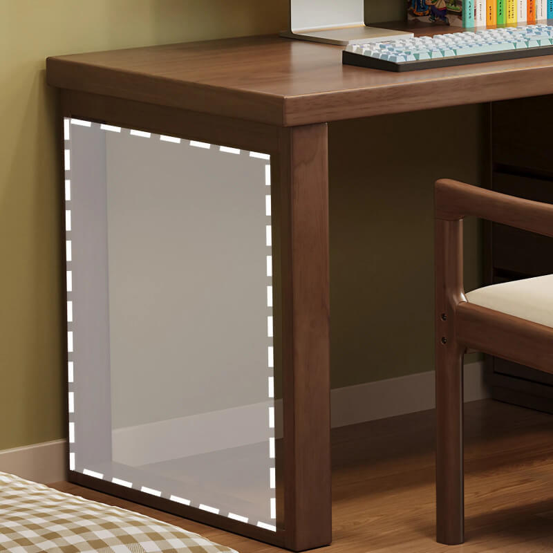 L Shaped Desk 60″ Wood Frame Black Walnut with Storage Drawers Rotating Modern