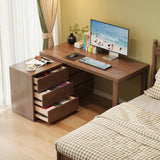 L Shaped Desk 60″ Wood Frame Black Walnut with Storage Drawers Rotating Modern