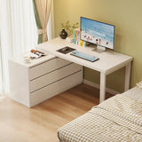 L Shaped Desk 60″ Wood Frame Black Walnut with Storage Drawers Rotating Modern