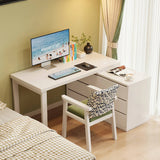 L Shaped Desk 60″ Wood Frame Black Walnut with Storage Drawers Rotating Modern