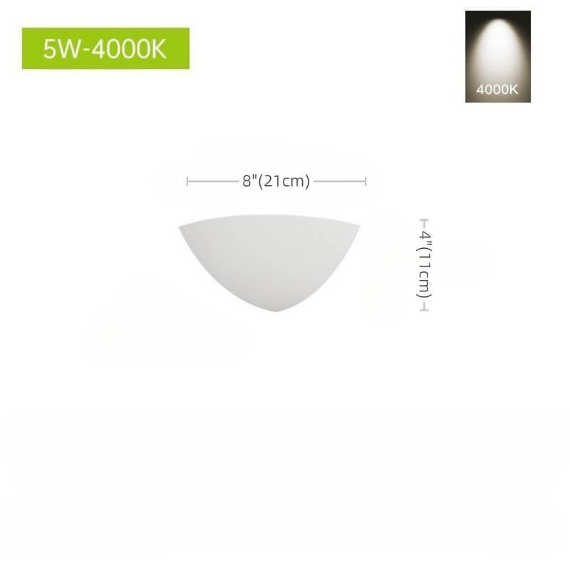 Minimalist Modern Corner Lamp - 8.1"L x 4.3"H x 8.1"W, 5W, 3000K, 110V～220V Hardwired Rounded Plaster Wall Light