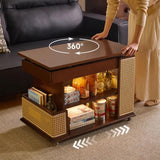Mobile LiftTop Storage Desk 72″ Solid Wood - Adjustable Height - Rectangle - Walnut