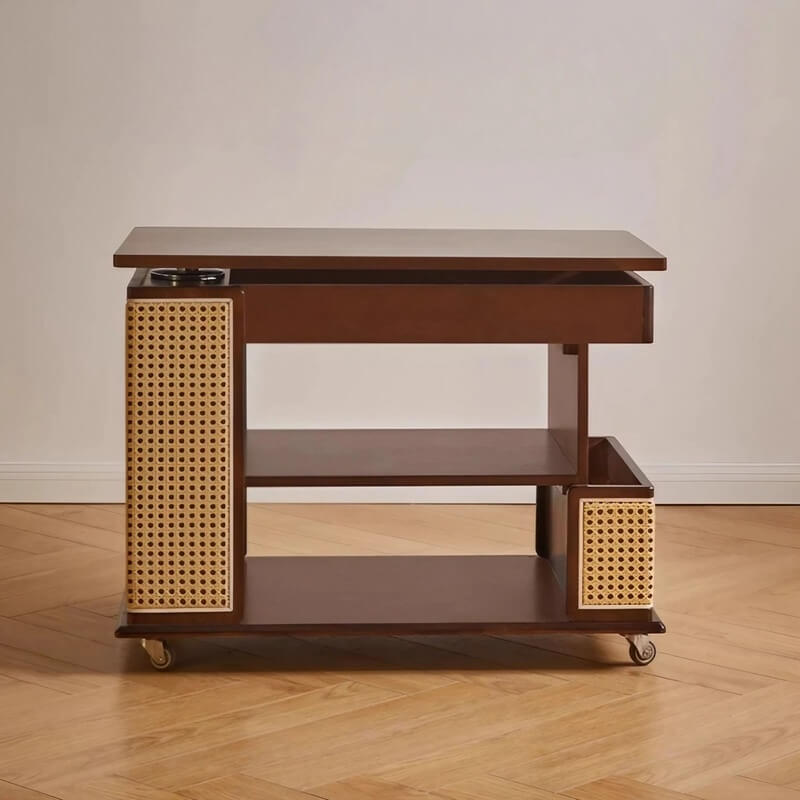 Mobile LiftTop Storage Desk 72″ Solid Wood - Adjustable Height - Rectangle - Walnut