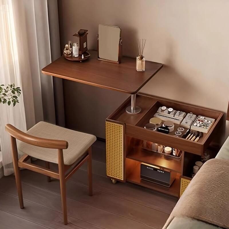Mobile LiftTop Storage Desk 72″ Solid Wood - Adjustable Height - Rectangle - Walnut