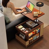 Mobile LiftTop Storage Desk 72″ Solid Wood - Adjustable Height - Rectangle - Walnut