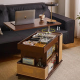 Mobile LiftTop Storage Desk 72″ Solid Wood - Adjustable Height - Rectangle - Walnut