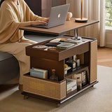 Mobile LiftTop Storage Desk 72″ Solid Wood - Adjustable Height - Rectangle - Walnut