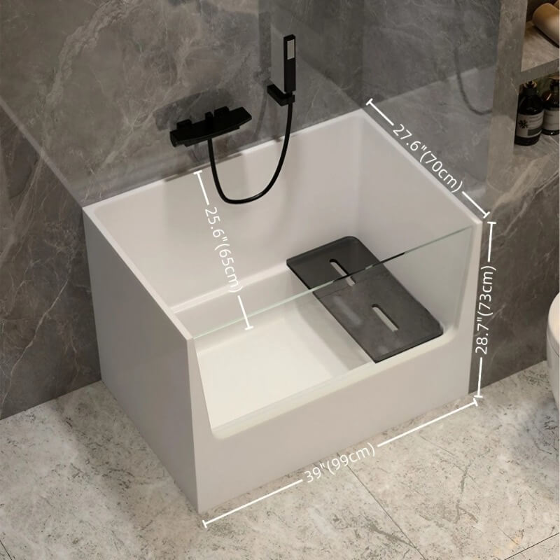 Modern Rectangular 28″ Acrylic Deep Soaking Bathtub - Soaking Therapy