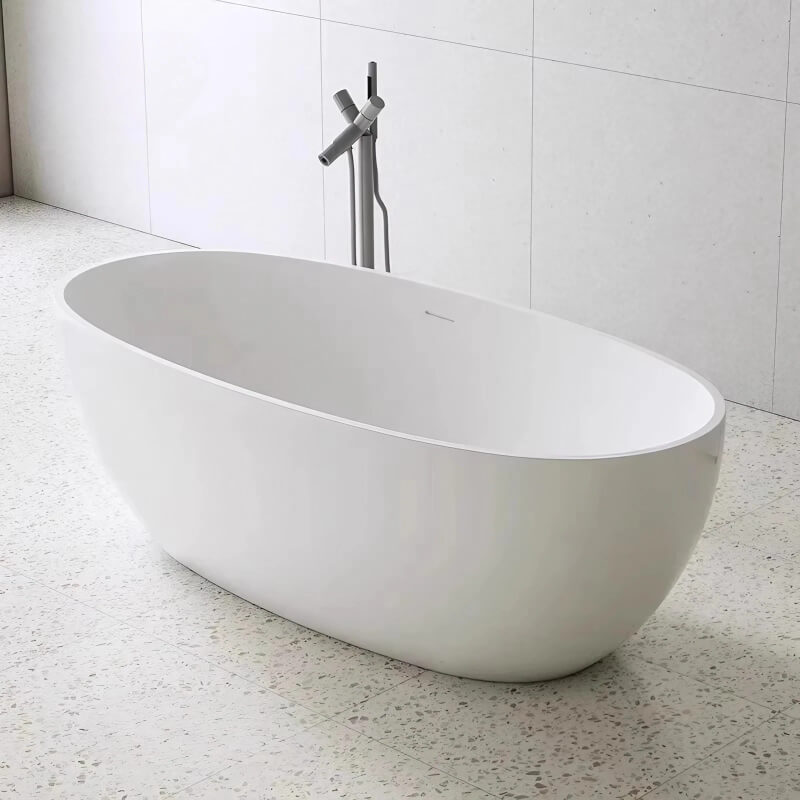 Modern Style Deep Soaking Bathtub 36″ - Oval Acrylic in White