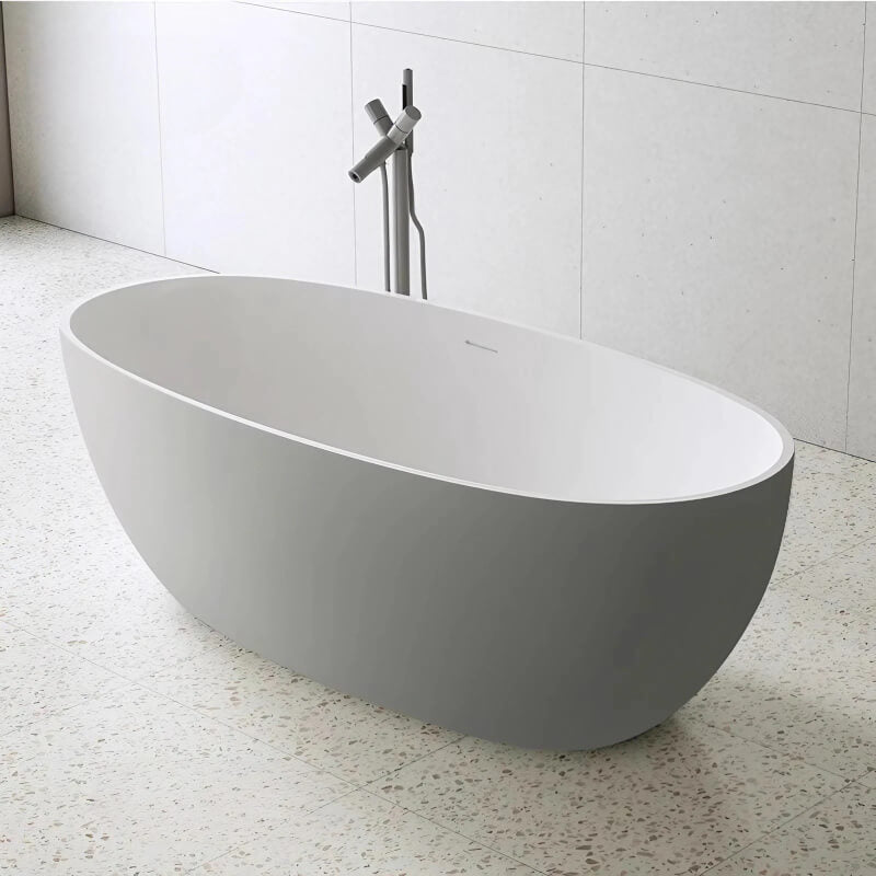 Modern Style Deep Soaking Bathtub 36″ - Oval Acrylic in White