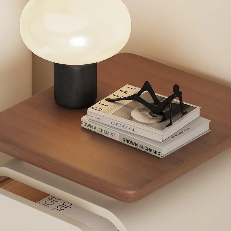 Narrow Bedside Table in Walnut - Solid Wood with Drawers and Shelves - Scandinavian-style