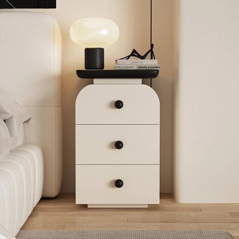 Narrow Bedside Table in Walnut - Solid Wood with Drawers and Shelves - Scandinavian-style