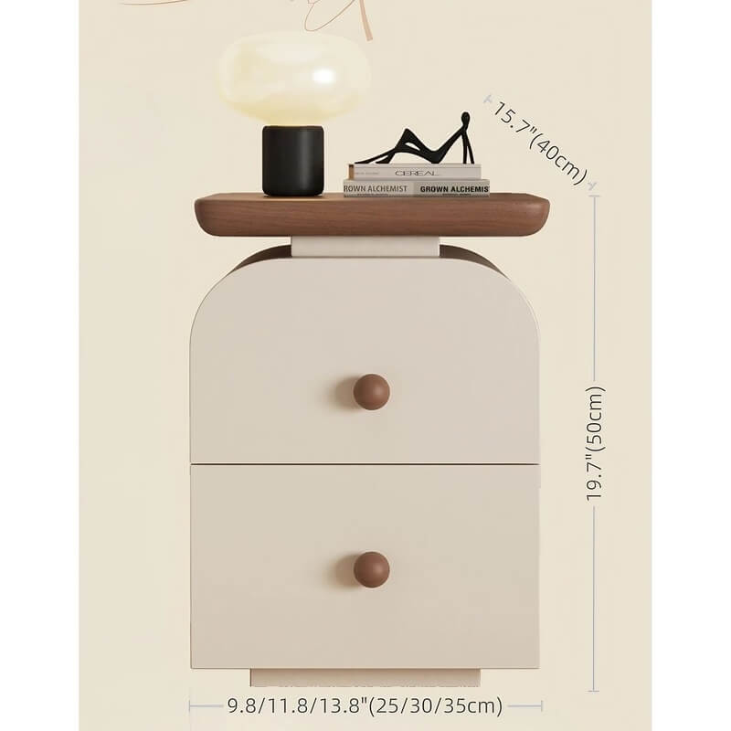 Narrow Bedside Table in Walnut - Solid Wood with Drawers and Shelves - Scandinavian-style