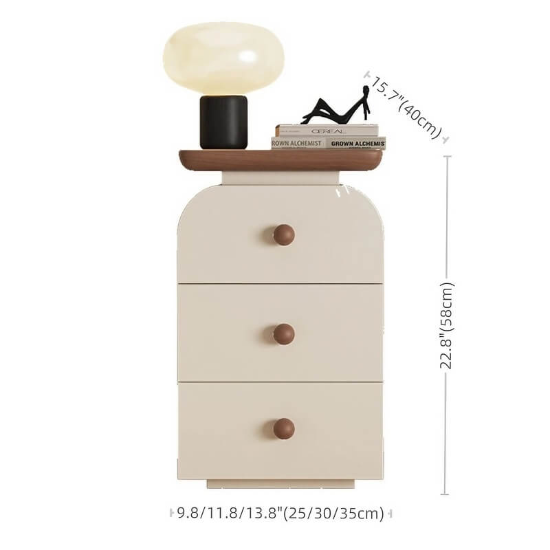Narrow Bedside Table in Walnut - Solid Wood with Drawers and Shelves - Scandinavian-style