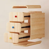 Narrow Off-White Wood Bedside Table - 3 Drawers, Scandinavian Style