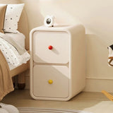 Narrow Off-White Wood Bedside Table - 3 Drawers, Scandinavian Style
