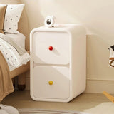 Narrow Off-White Wood Bedside Table - 3 Drawers, Scandinavian Style