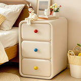Narrow Off-White Wood Bedside Table - 3 Drawers, Scandinavian Style
