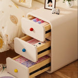 Narrow Off-White Wood Bedside Table - 3 Drawers, Scandinavian Style