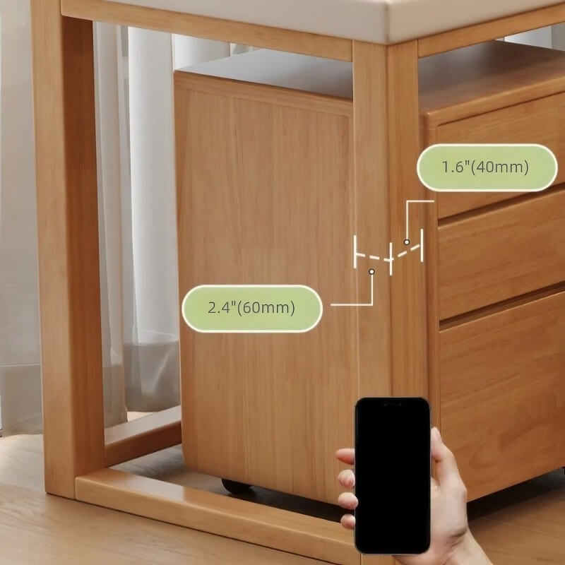 Nordic Style L-Shaped Desk 60″ - White+Natural Wood, Wood Trestle Base, with Storage and Shelves