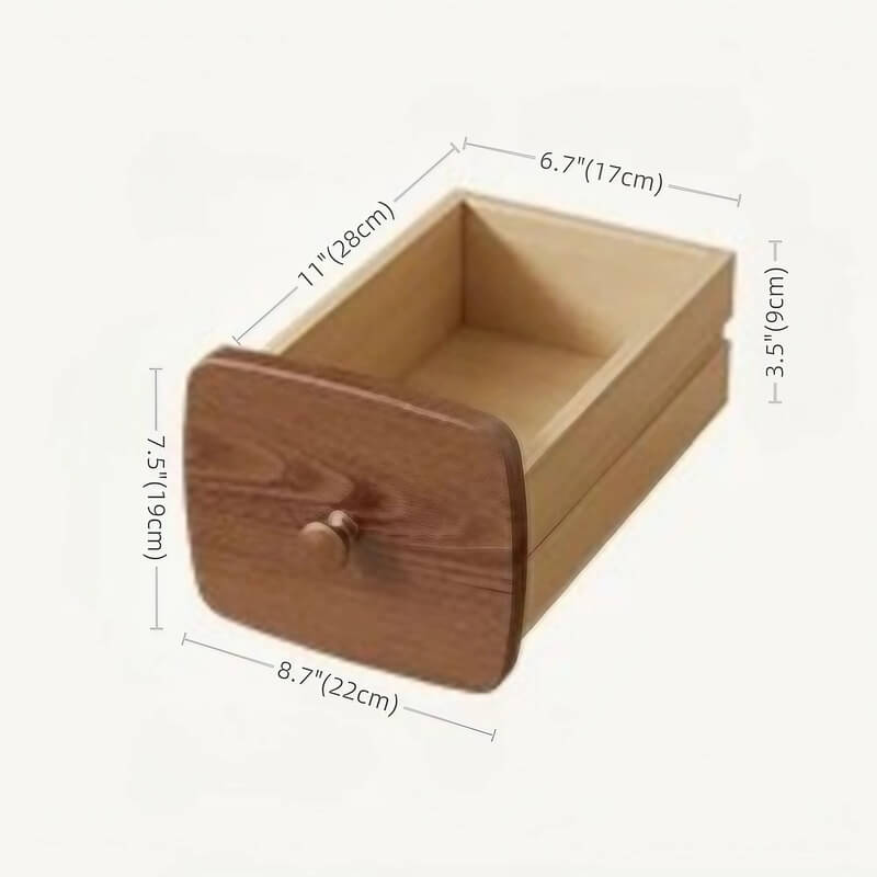 Rubberwood Narrow Bedside Table with Drawers and Shelves - Walnut, Scandinavian-style