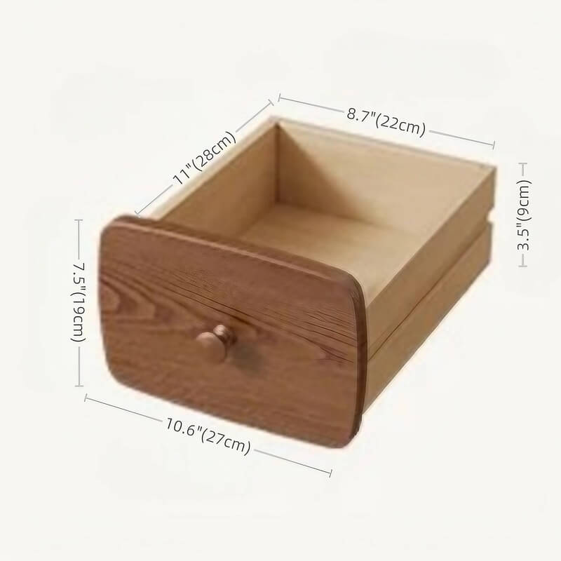 Rubberwood Narrow Bedside Table with Drawers and Shelves - Walnut, Scandinavian-style