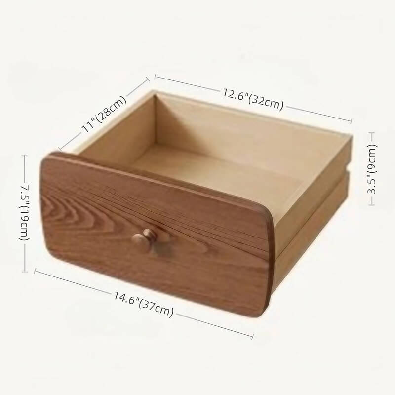 Rubberwood Narrow Bedside Table with Drawers and Shelves - Walnut, Scandinavian-style