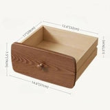 Rubberwood Narrow Bedside Table with Drawers and Shelves - Walnut, Scandinavian-style