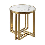 Nordic Round Marble-top End Table Side Table in White & Gold