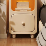 Scandinavian-style Narrow Bedside Table - White Wood Nightstand with Drawers and Shelves