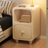 Scandinavian-style Narrow Bedside Table - White Wood Nightstand with Drawers and Shelves