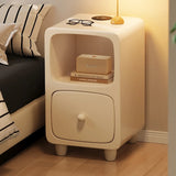 Scandinavian-style Narrow Bedside Table - White Wood Nightstand with Drawers and Shelves
