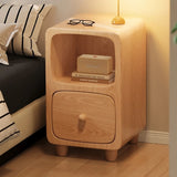 Scandinavian-style Narrow Bedside Table - White Wood Nightstand with Drawers and Shelves