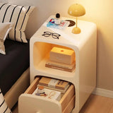 Scandinavian-style Narrow Bedside Table - White Wood Nightstand with Drawers and Shelves
