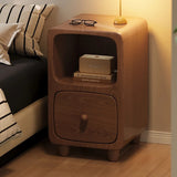 Scandinavian-style Narrow Bedside Table - White Wood Nightstand with Drawers and Shelves