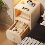 Scandinavian-style Narrow Bedside Table - White Wood Nightstand with Drawers and Shelves