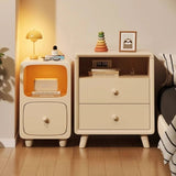 Scandinavian-style Narrow Bedside Table - White Wood Nightstand with Drawers and Shelves