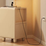 Scandinavian-style Narrow Bedside Table - White Wood Nightstand with Drawers and Shelves