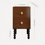 Vintage Style 24″ Narrow Bedside Table - Walnut Rubberwood Legged with Drawers