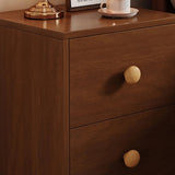 Vintage Style 24″ Narrow Bedside Table - Walnut Rubberwood Legged with Drawers