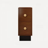 Vintage Style 24″ Narrow Bedside Table - Walnut Rubberwood Legged with Drawers