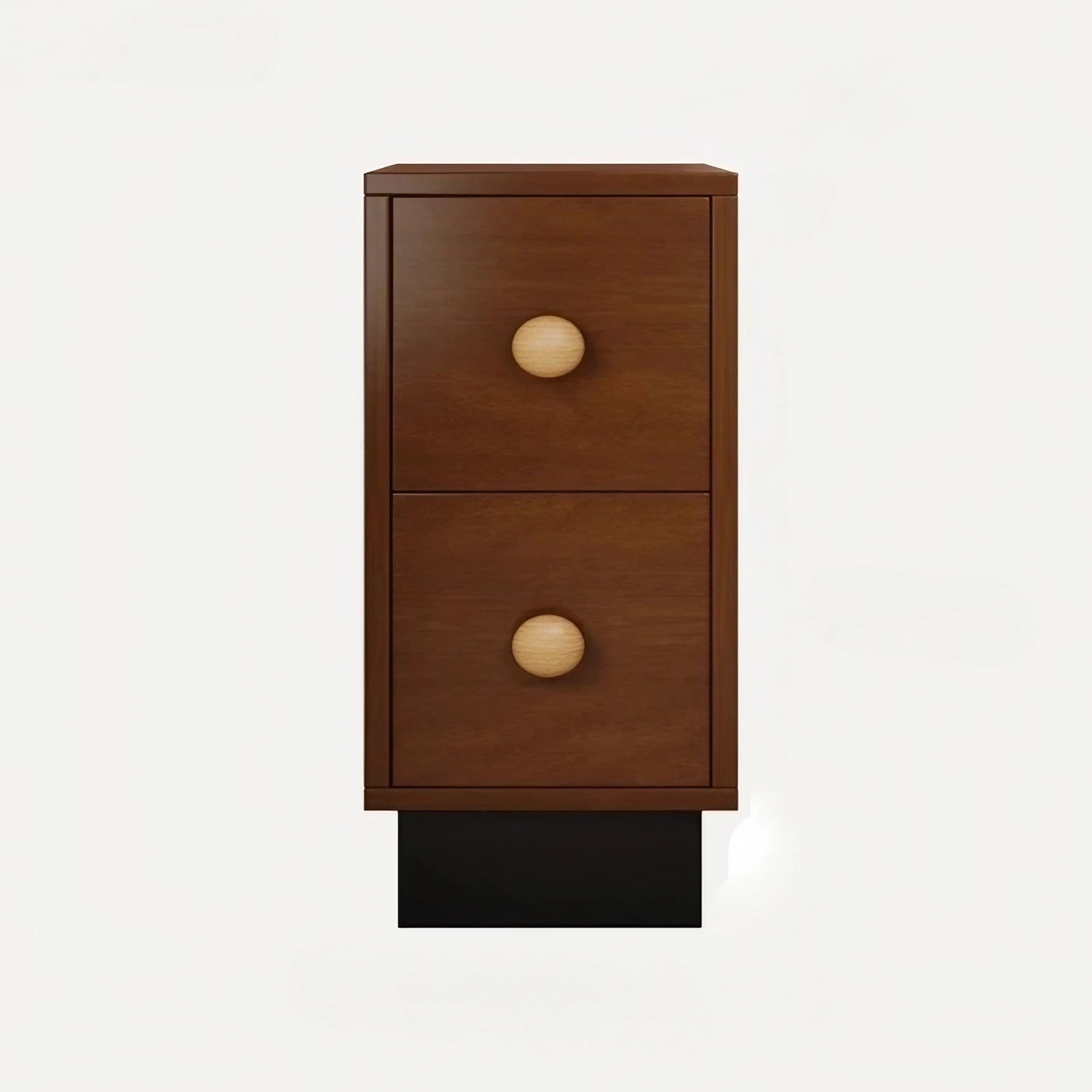 Vintage Style 24″ Narrow Bedside Table - Walnut Rubberwood Legged with Drawers