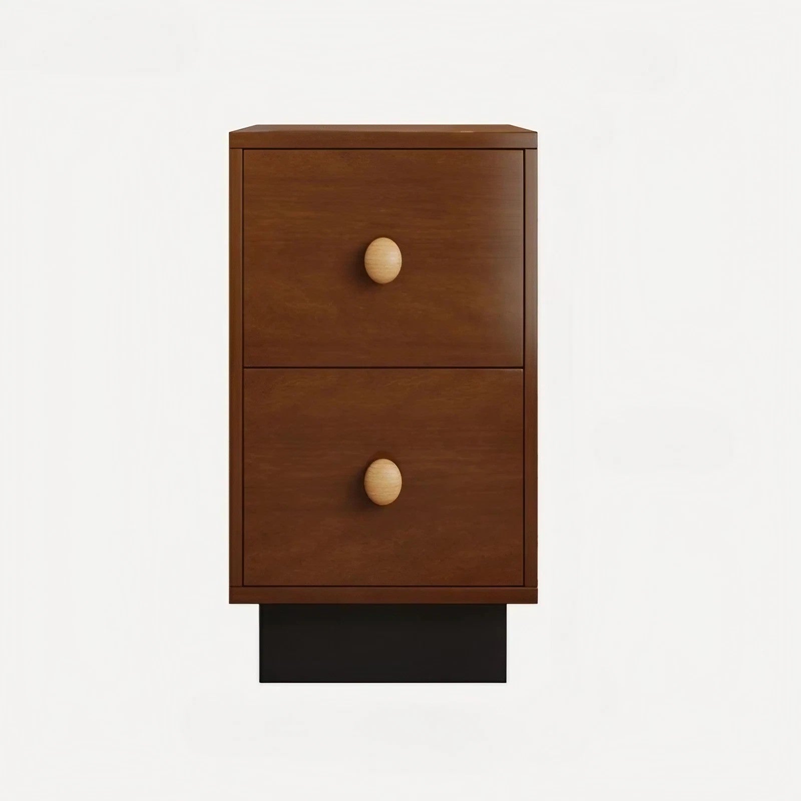 Vintage Style 24″ Narrow Bedside Table - Walnut Rubberwood Legged with Drawers
