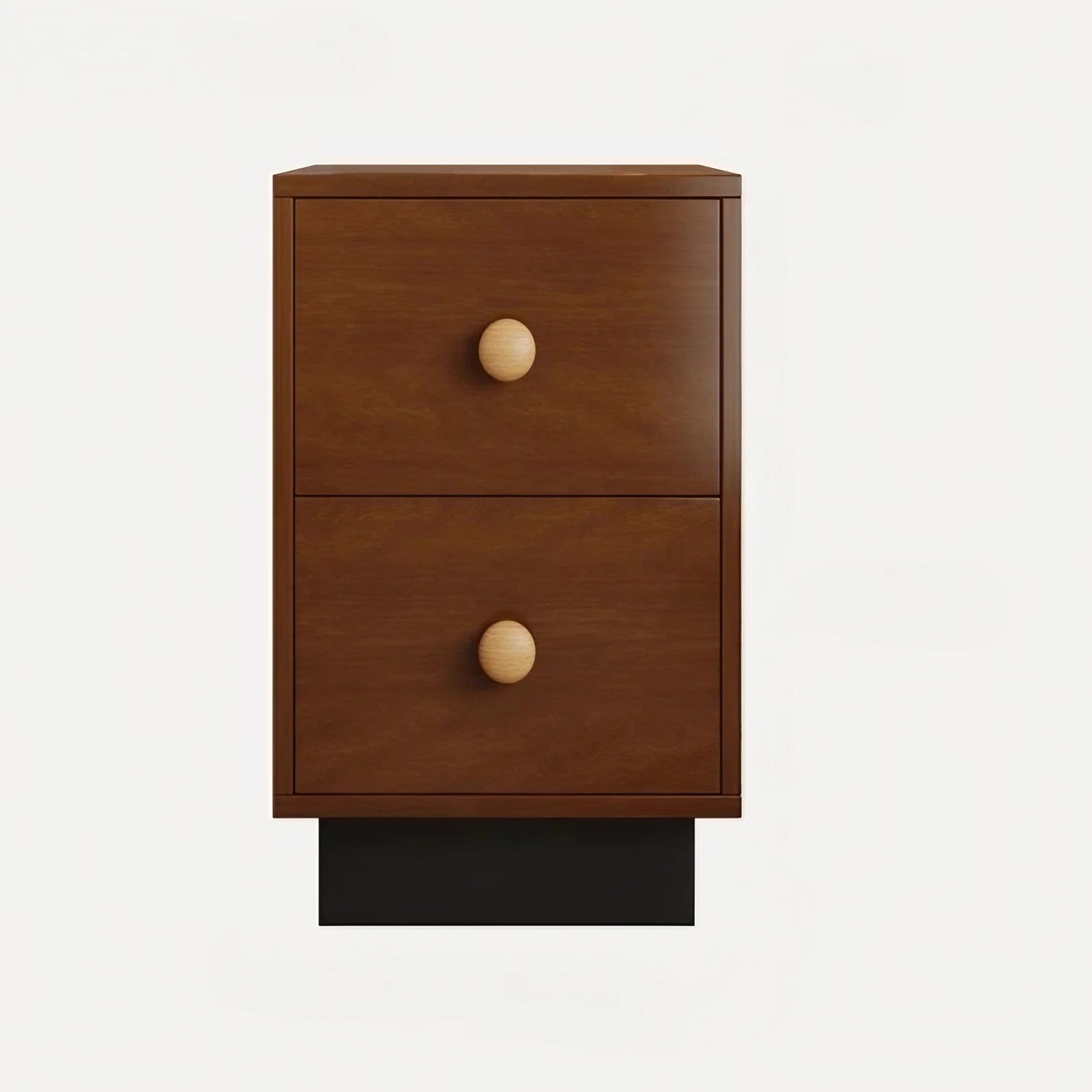 Vintage Style 24″ Narrow Bedside Table - Walnut Rubberwood Legged with Drawers