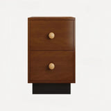 Vintage Style 24″ Narrow Bedside Table - Walnut Rubberwood Legged with Drawers